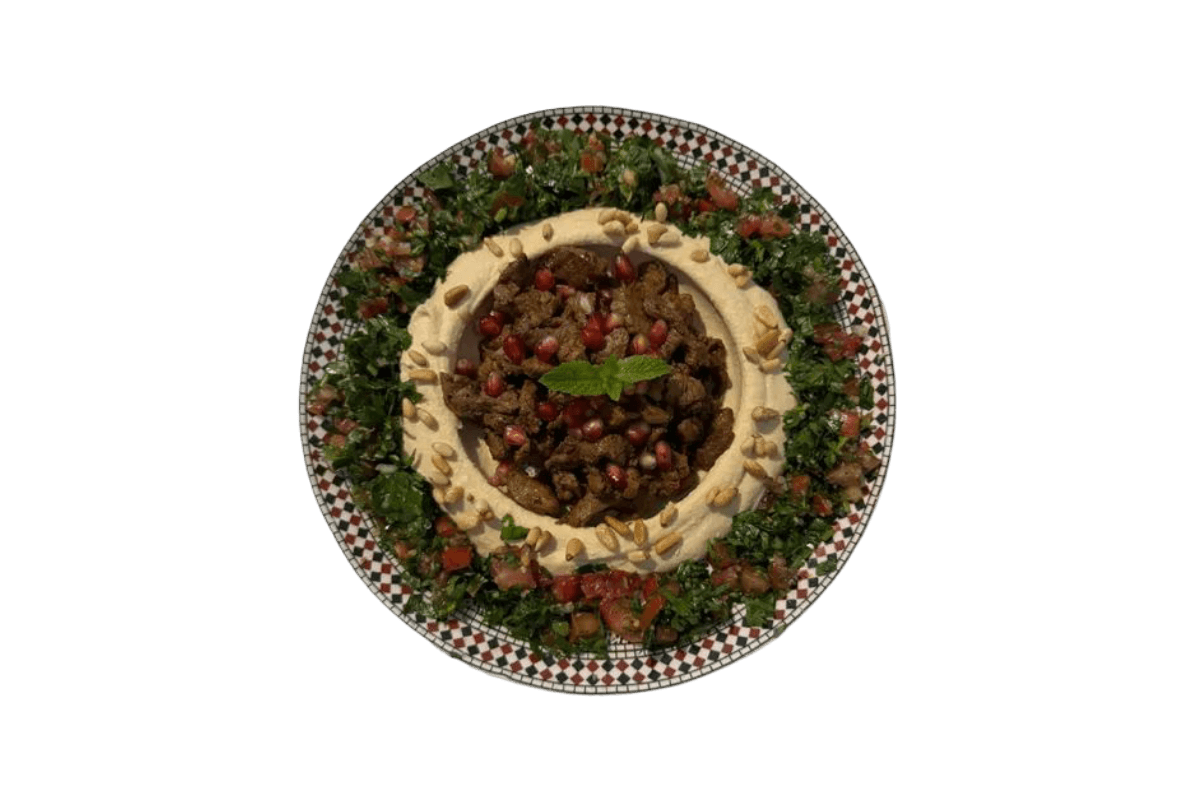 Hummus cu shaorma și salată